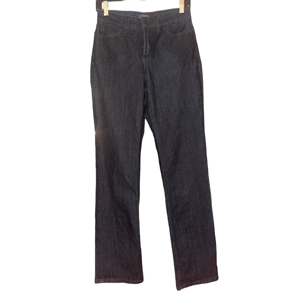 NYDJ Women's Marilyn Straight Mid Rise Stretch Denim Jeans Size 4 Dark Wash Blue
